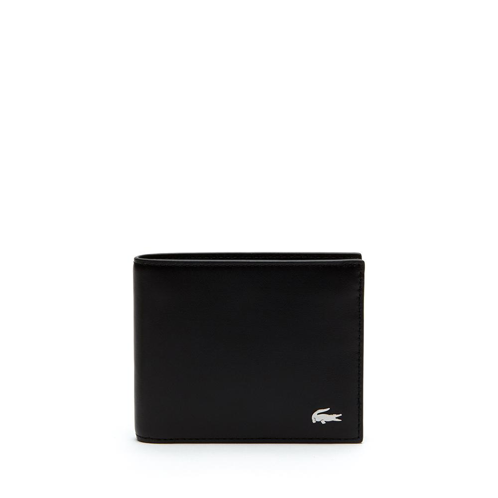 Lacoste Men's fitzgerald Leather Wallet and Key Chain Set Black NH2506FG.