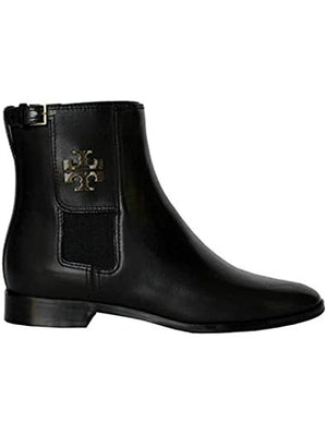Tory Burch Women's Wyatt Mid Calf Leather Gore Bootie Perfect Black/Perfect Black 50837 004.