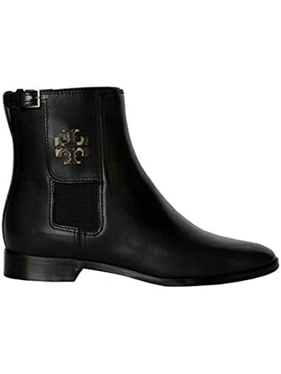 Tory Burch Women's Wyatt Mid Calf Leather Gore Bootie Perfect Black/Perfect Black 50837 004.