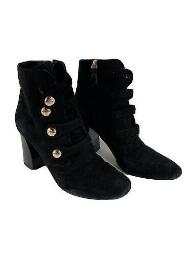 Tory Burch Women's Marisa 85MM Lancaster Suede Strappy Bootie Perfect Black 50881 006.