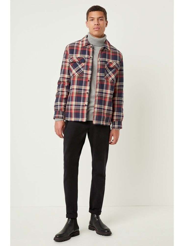 French Connection Men's Tartan Twill Overshirt Red/Navy/Yellow/White 52MAY.