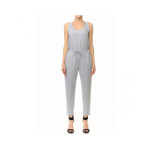 Jobber French Terry Knit Scoop Neck Sleeveless Jumpsuit Heather Grey 70450.