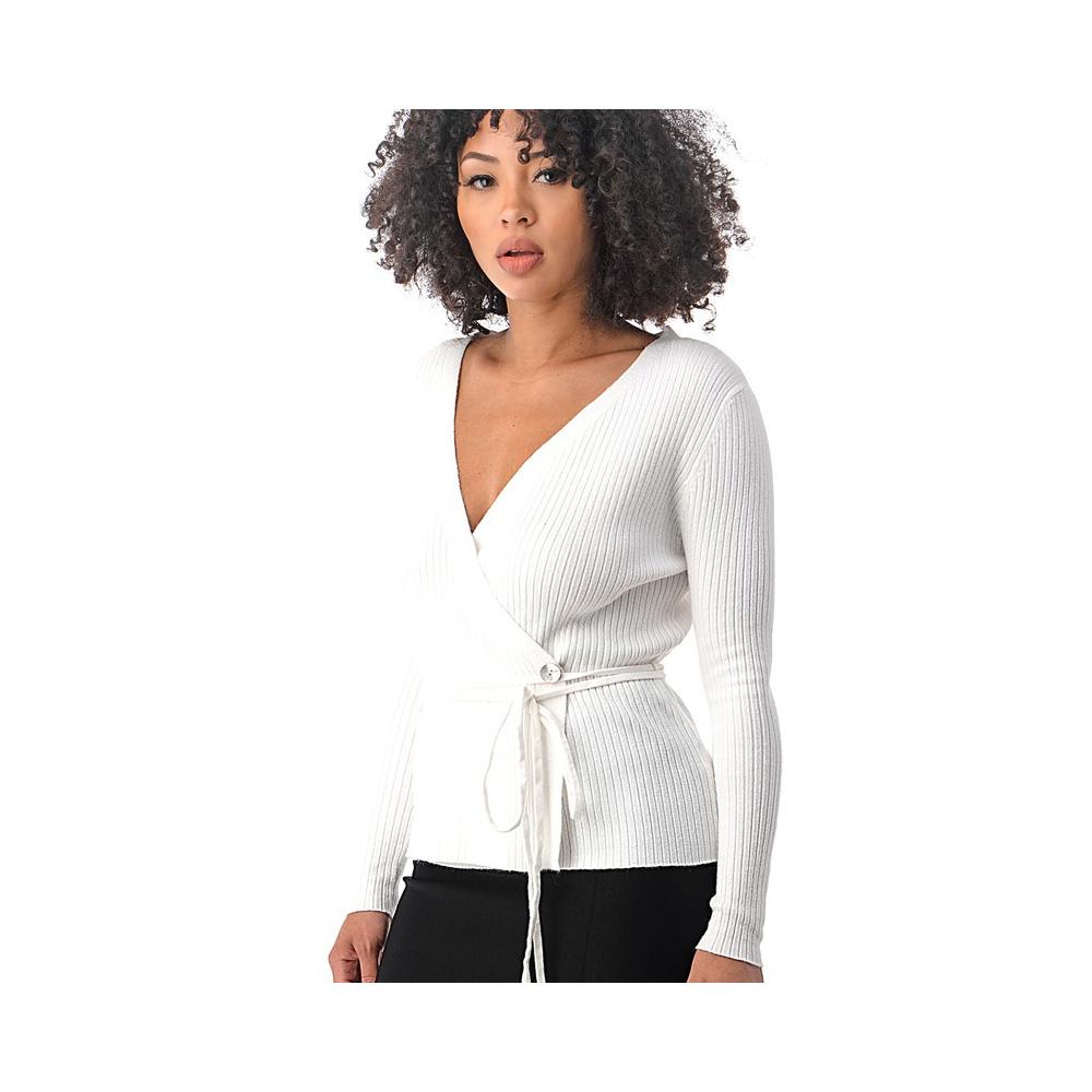 Jobber Vintage Long Sleeve V Neck Sweater Cardigan White TT9172.