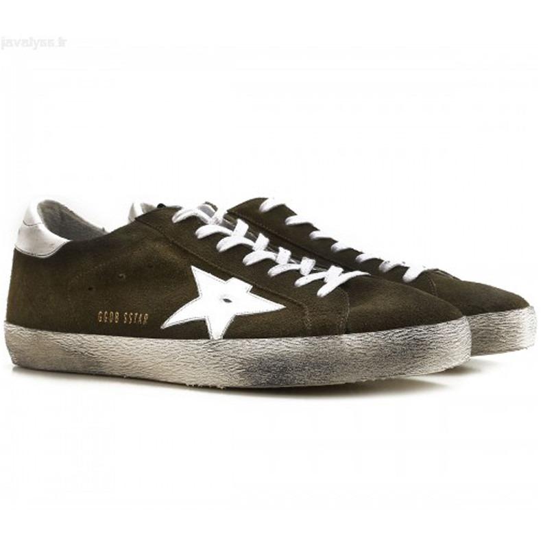 Golden Goose Superstar Sneakers Olive Green Suded/White G30MS590.B21.