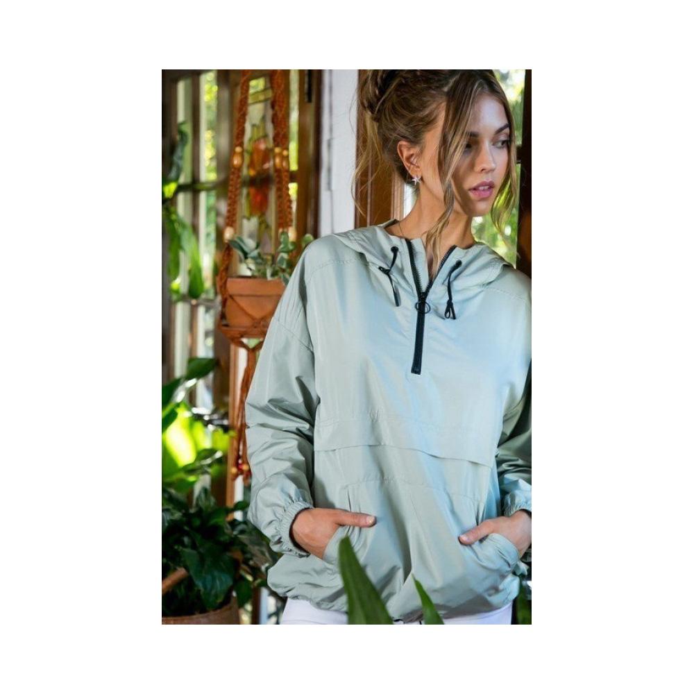 Jobber Solid Pullover Windbreaker Light Olive/Black LJ60238.