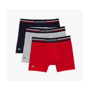 Lacoste Pack Of 3 Iconic Boxer Briefs With Three-Tone Waistband Navy Blue/Grey Chine/Red 6H3425-51 W34.