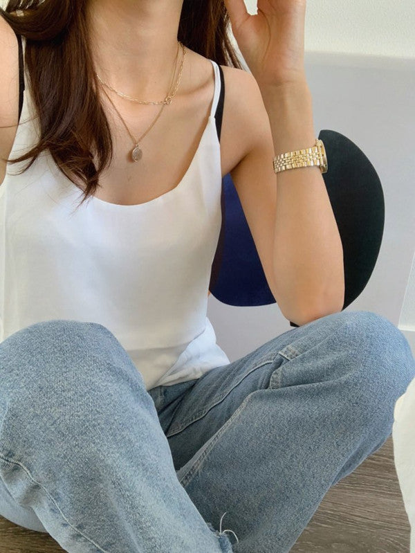 Jobber High-Low Tank Top With Dtm Crochet Lace At Center Back White 64030.