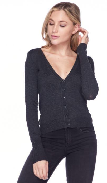 Jobber V-Neck Long Sleeve Cardigan Black 65609.