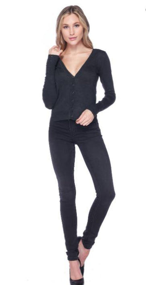 Jobber V-Neck Long Sleeve Cardigan Black 65609.