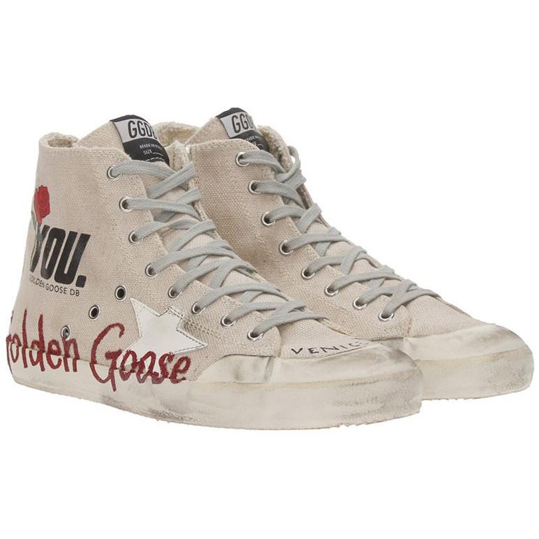 Golden Goose Francy Sneakers Cream Canvas Glitter Memory G30MS591.A57.