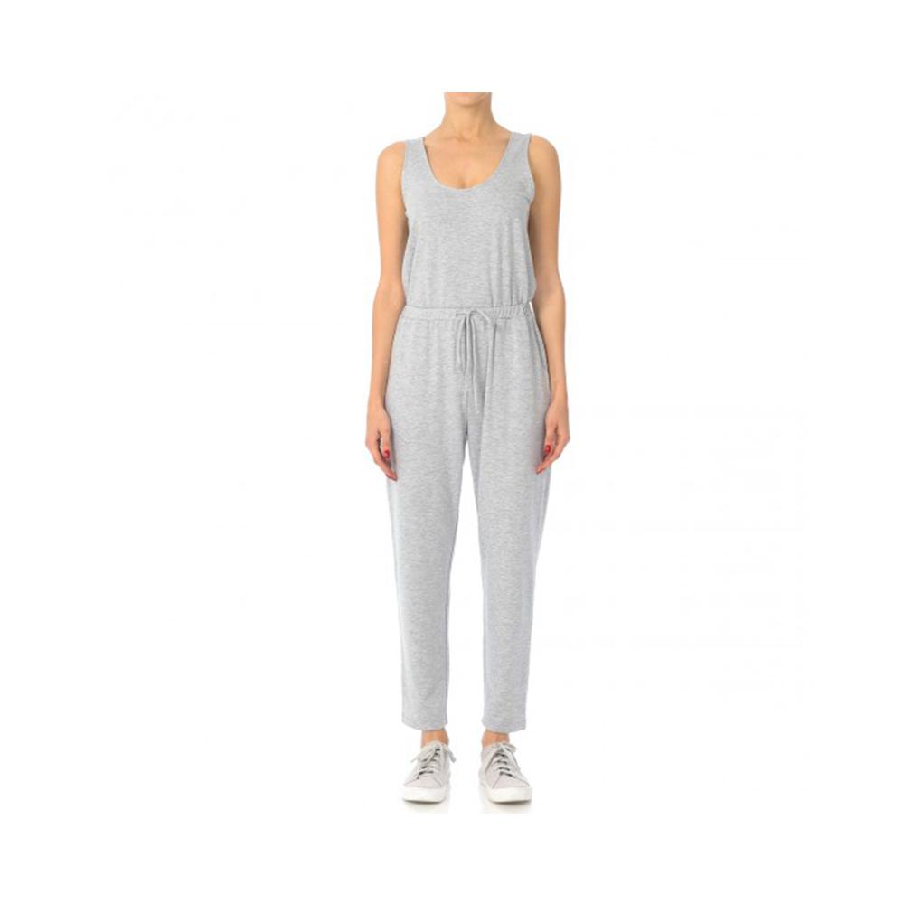 Jobber French Terry Knit Scoop Neck Sleeveless Jumpsuit Heather Grey 70450.