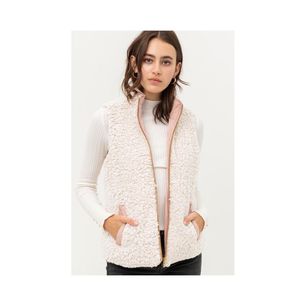 Jobber Reversible Quilted Sleeveless Padding Vest Blush V5002.