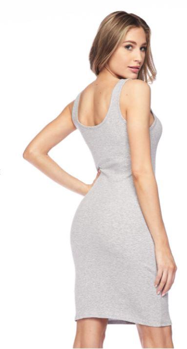 Jobber Solid Cotton Rib Knit Bodycon Dress Grey 71075.