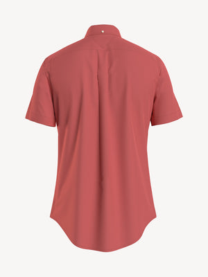 Tommy Hilfiger Men's Wainwright Solid Short Sleeve Custom Fit Shirt Orange Zing 78J1737 660.