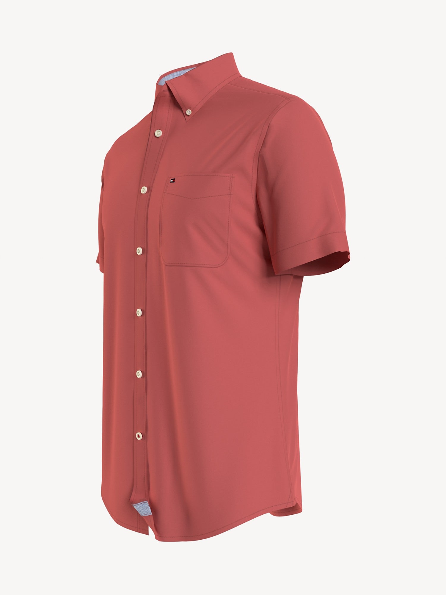 Tommy Hilfiger Men's Wainwright Solid Short Sleeve Custom Fit Shirt Orange Zing 78J1737 660.