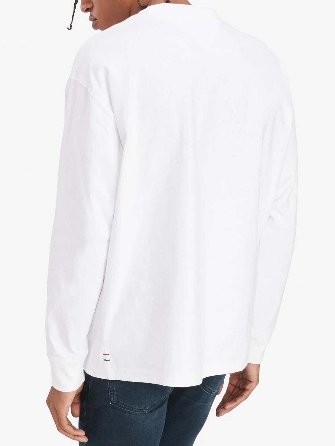 Tommy Hilfiger Mens Tommy Jeans Albie Badge Long Sleeve T-Shirt Bright White 78J3708 110.