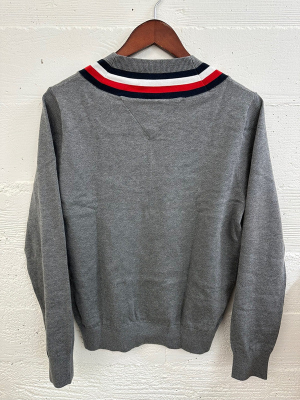 Tommy Hilfiger Men's Murray Cricket Sweater Grey Heather 78J3975 022 - APLAZE