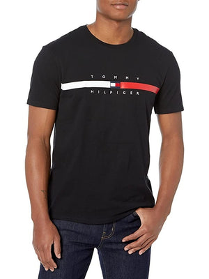 Tommy Hilfiger Mens Flag Stripe T-Shirt Sky Captain 78J4997 410.