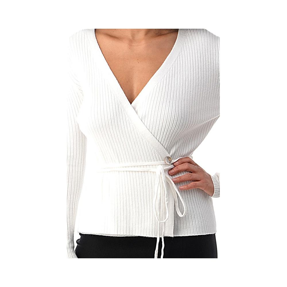 Jobber Vintage Long Sleeve V Neck Sweater Cardigan White TT9172.