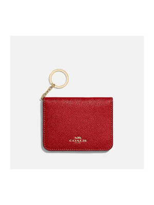 Coach Women's Complimentary Bifold Card Case Gold/True Red 89806G.
