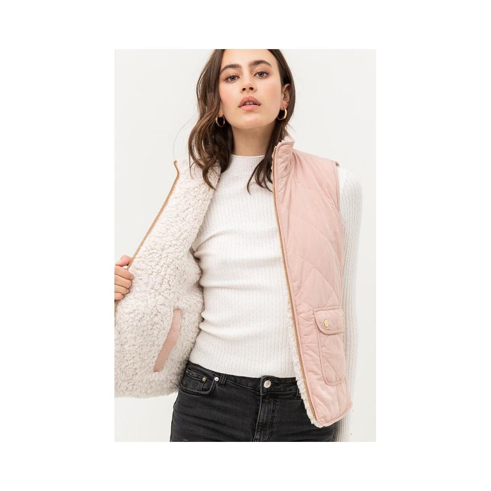 Jobber Reversible Quilted Sleeveless Padding Vest Blush V5002.