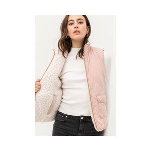 Jobber Reversible Quilted Sleeveless Padding Vest Blush V5002.