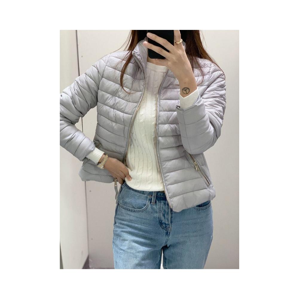 Jobber Ultra Lightweight Zip Up Padded Puffer Jacket Silver J8010.