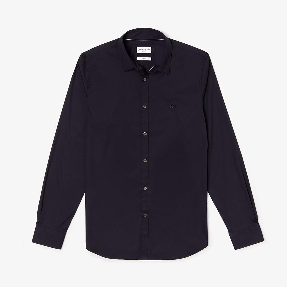 Lacoste Men's Slim-Fit Stretch Cotton Poplin Shirt : Navy Blue Lacoste Men's Slim-Fit Stretch Cotton Poplin Shirt : Navy Blue