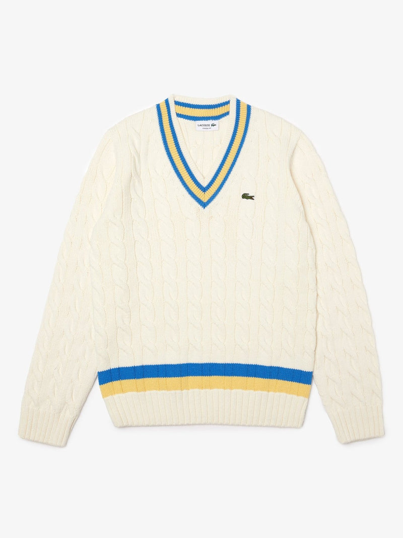 Fortrolig Bekræftelse Kvæle APLAZE | Lacoste Men's Classic Fit Contrast Striped Wool Sweater  White/Yellow/Blue AH0493-51 7MZ