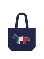 Maison Kitsune Unisex Tricolor Fox Canvas Tote Bag Navy AU05101WW0007.