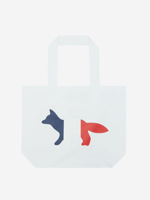 Maison Kitsune Unisex Tricolor Fox Canvas Tote Bag White AU05101WW0007.