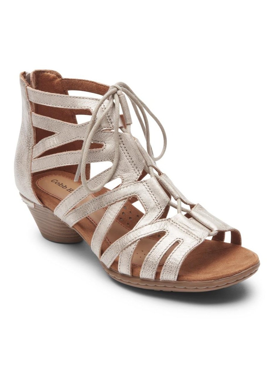 Rockport Womens Cobb Hill Laurel Caged Sandal Gold CH9184.