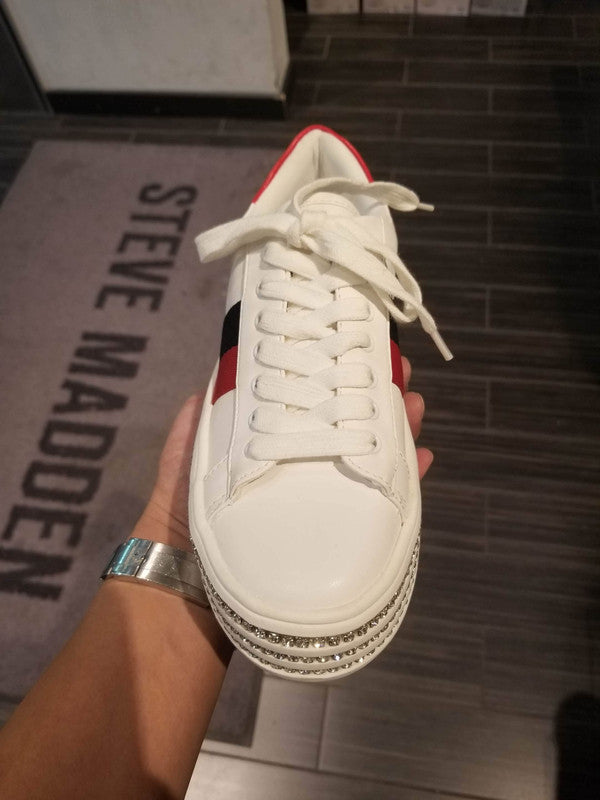 Steve Madden Women's Checked Sneakers White CHEC01S1.