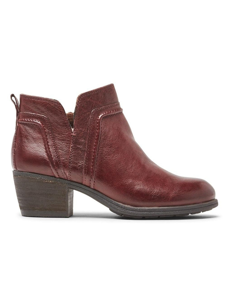 Rockport Women's Cobb Hill Anisa V-Cut Bootie Burgundy Leather CI1846.