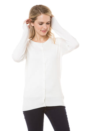 Jobber Women's Round Neck Button Cardigans Ivory SW280.