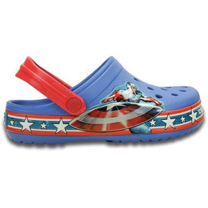 Crocs Kids Crocband Captain America Clog in Varsity blue/red.