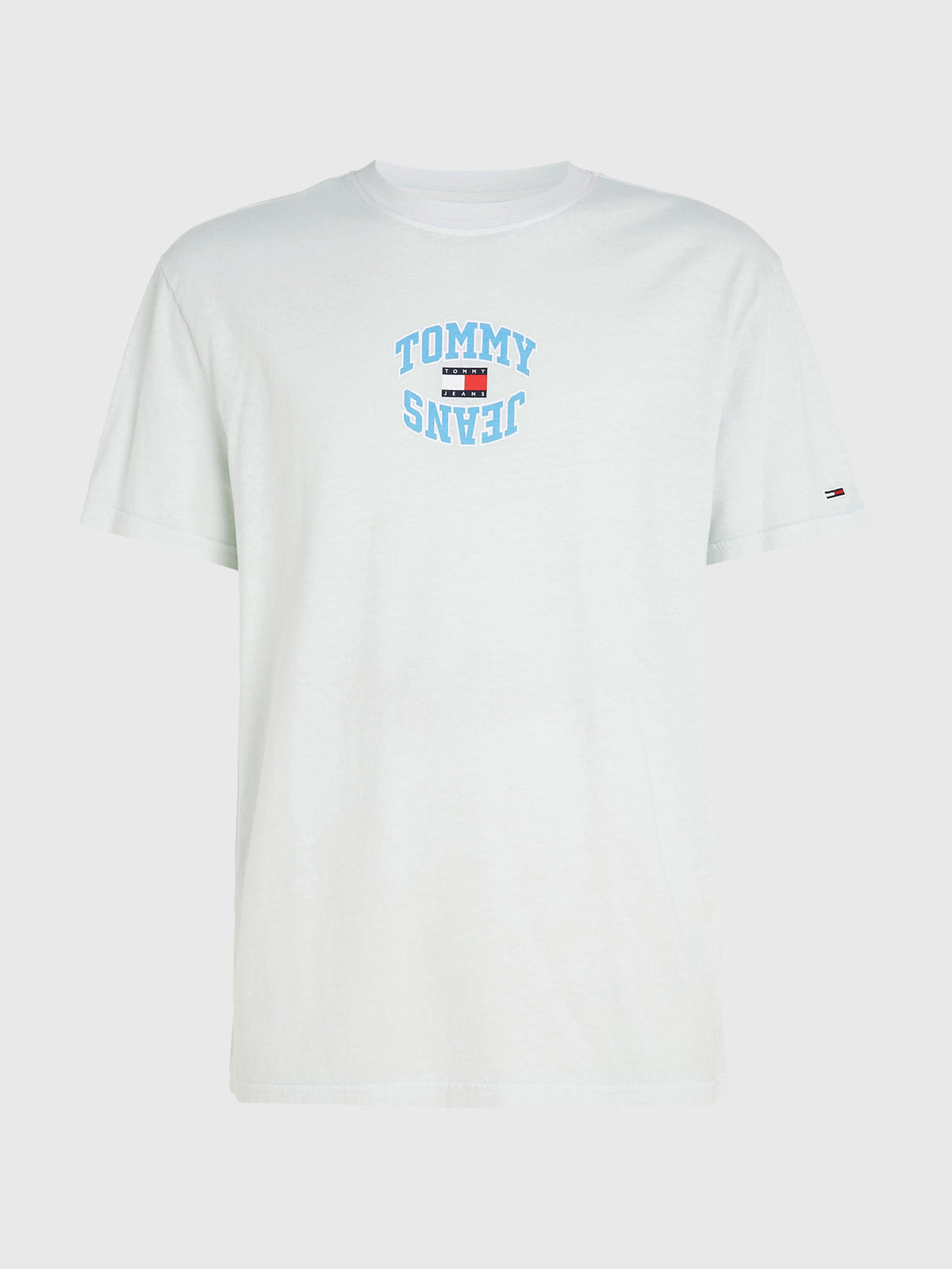 Tommy Hilfiger Mens Mirror Logo Classic Fit T-Shirt Shimmering Blue DM16227 400 - APLAZE