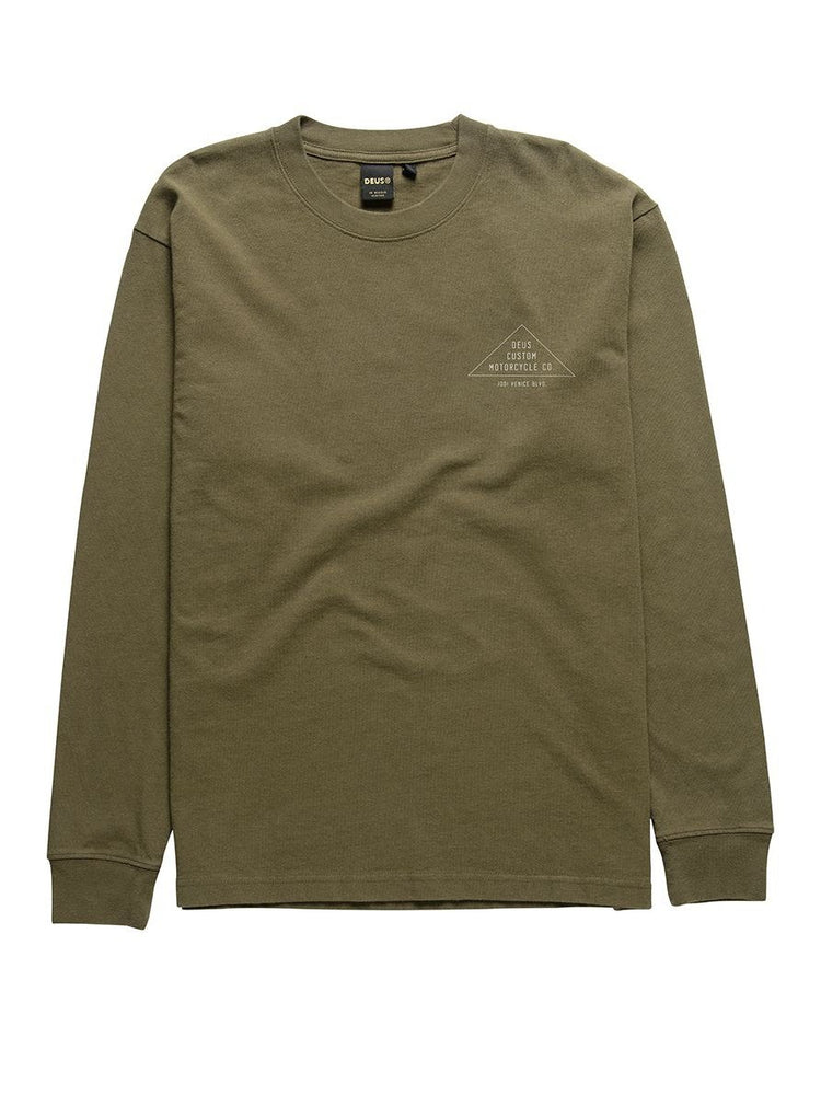 Deus Mens Parrallels Long Sleeve T-Shirt Olive Drab DMW2011240.