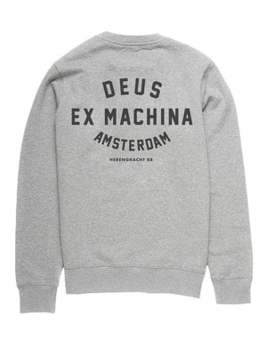 Deus Men's Amsterdam Address Crew Sweatshirt Grey Marle DMW48259H.