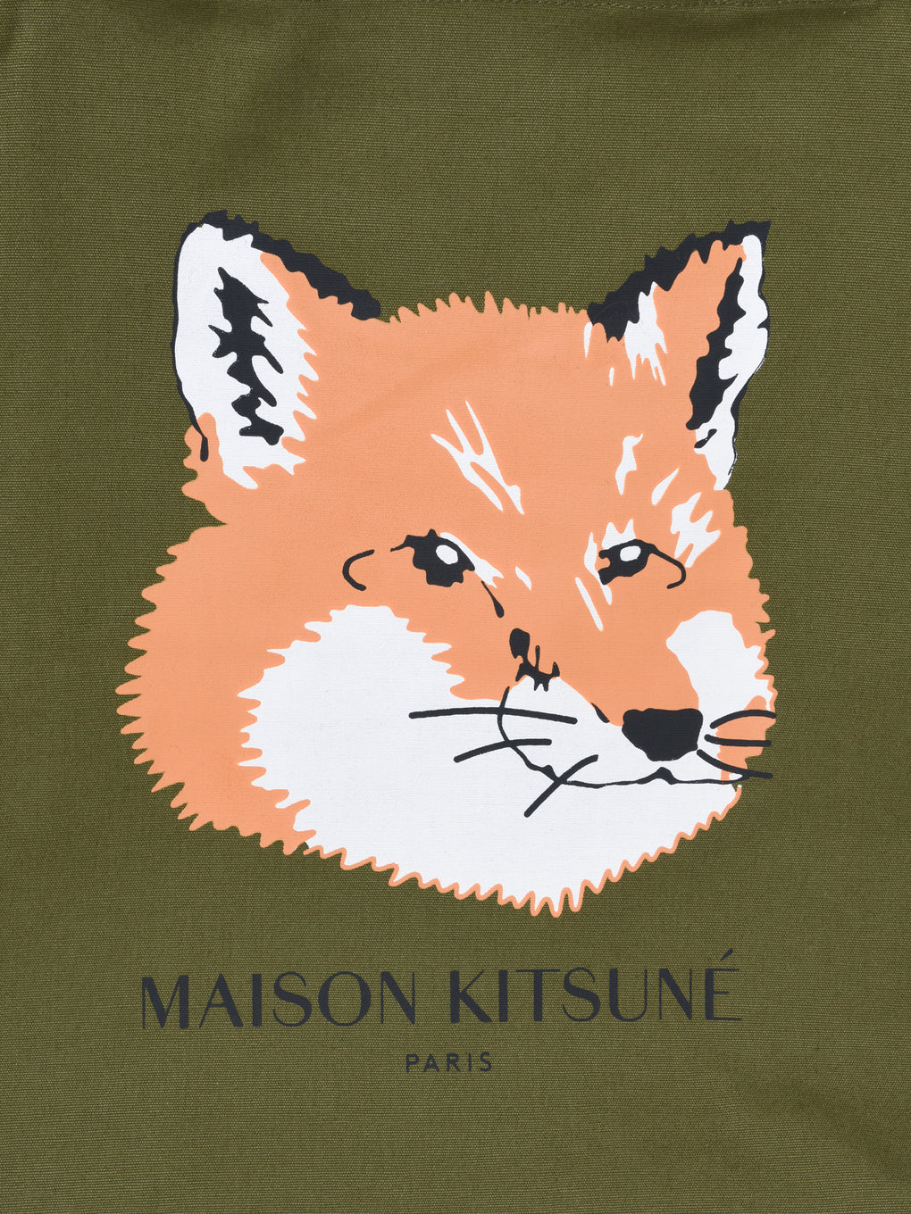 Maison Kitsune Unisex Fox Head Canvas Tote Bag Dark Khaki EU05110WW000