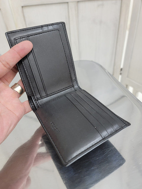 COACH Flat Card Case in Cross Grain Black One Size