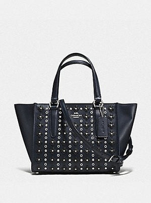 Coach Women's Mini Crosby Carryall In Floral Rivets Silver/Navy/Black F37703.
