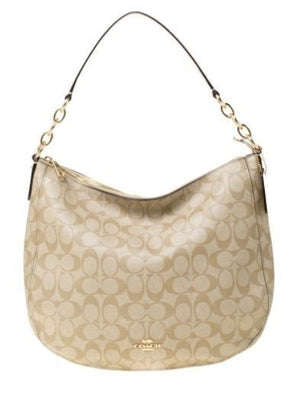 Coach Signature Canvas and Leather Elle Hobo Bag Beige F39527.