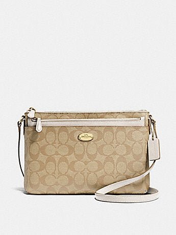 Coach Women's East/West Crossbody With Pop Up Pouch In Signature Light Khaki Chalk F58316.