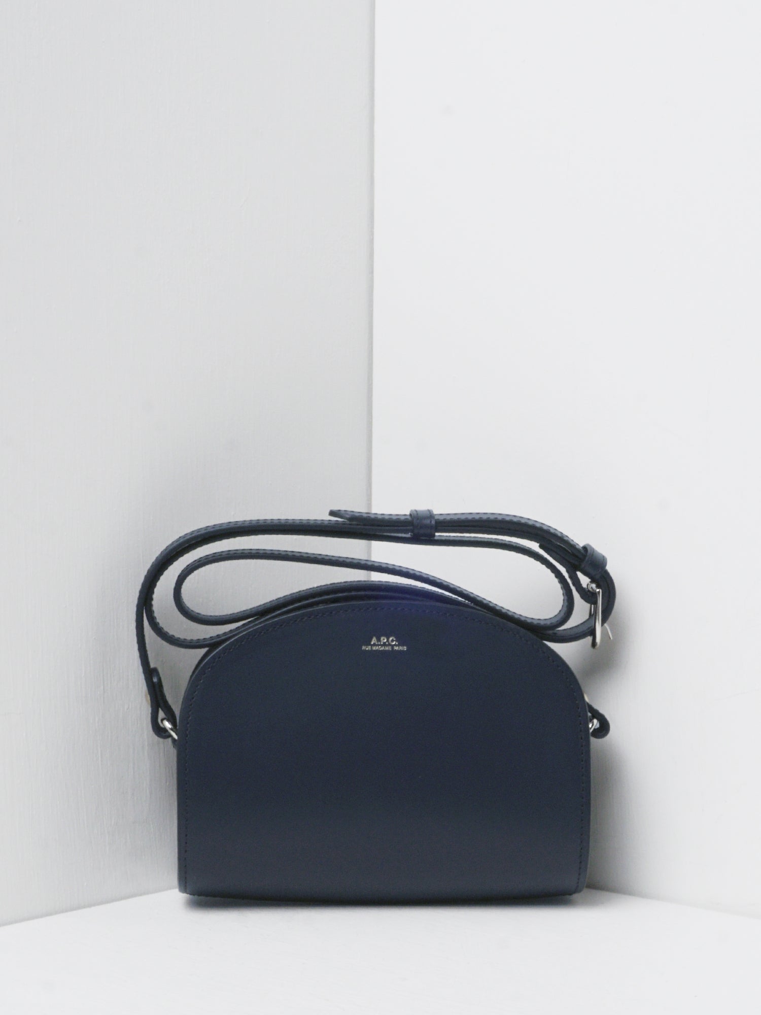A.P.C. Women's Sac Demi Lune Mini Crossbody Bag Iak Dark Navy F61392-PXAWV.