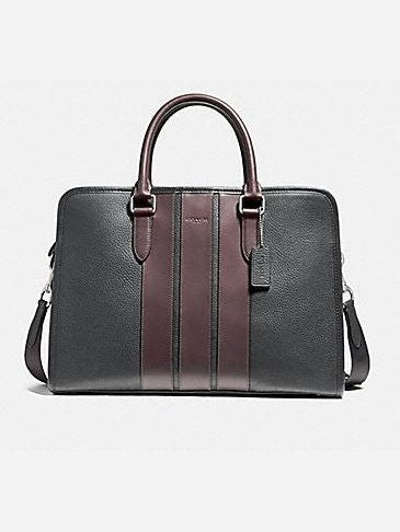 Coach Pebble Leather Bond Brief Bag Black/Oxblood F72308.