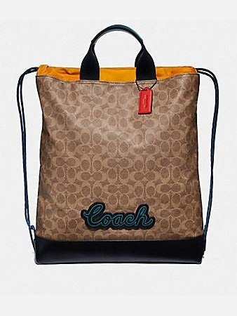 Coach Terrain Drawstring Signature Canvas Backpack Tan F72929.