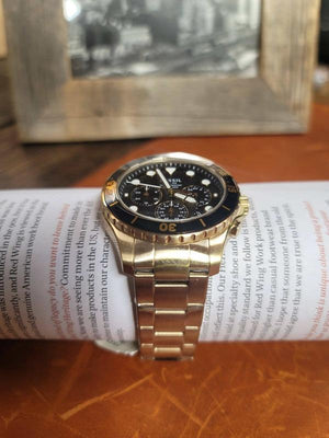 Fossil FB-03 Chronograph Gold-Tone Stainless Steel Watch Gold Black FS5727.