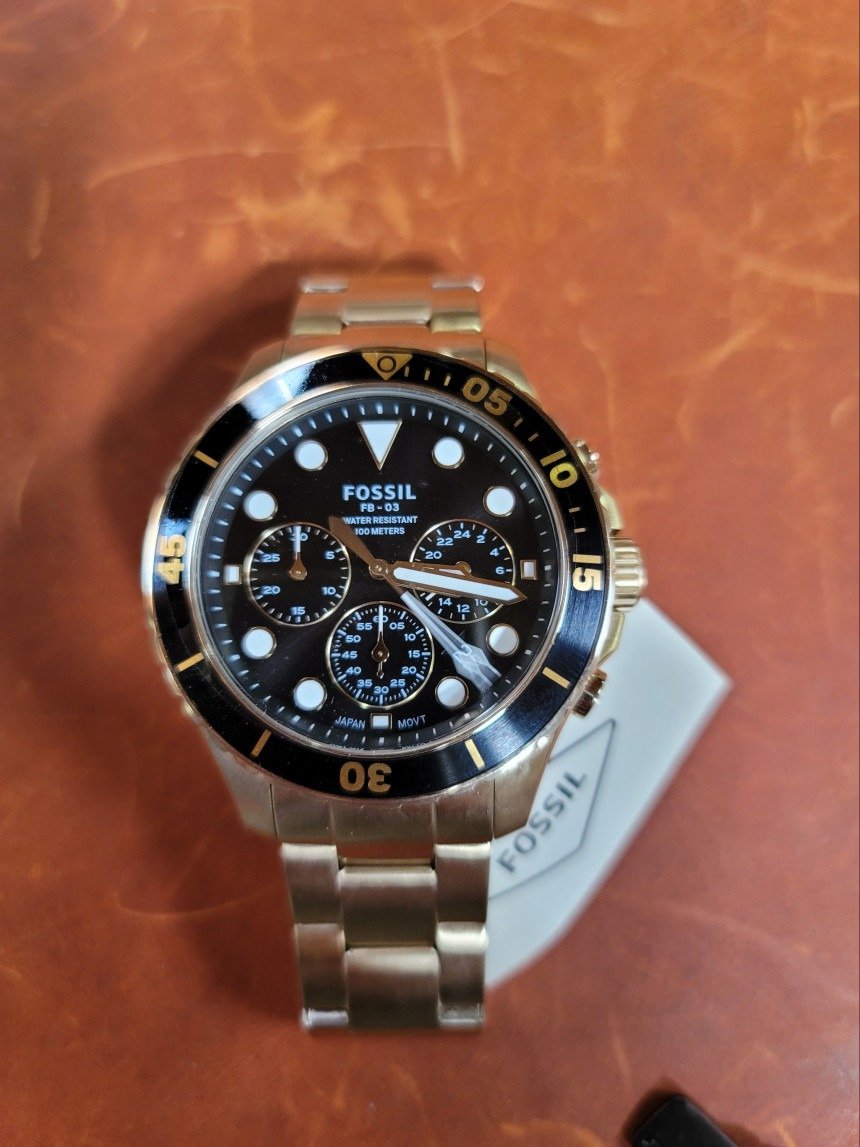 Fossil FB-03 Chronograph Gold-Tone Stainless Steel Watch Gold Black FS5727.