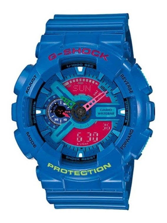 G-Shock Waterproof Sports Shockproof Analog/Digital Combo Watch Quartz Blue GA-110HC-2A.